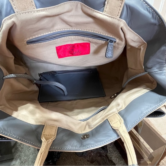 💋💋RARE💋💋 Zac Posen Leather And Canvas Tote Bag - Picture 12 of 16